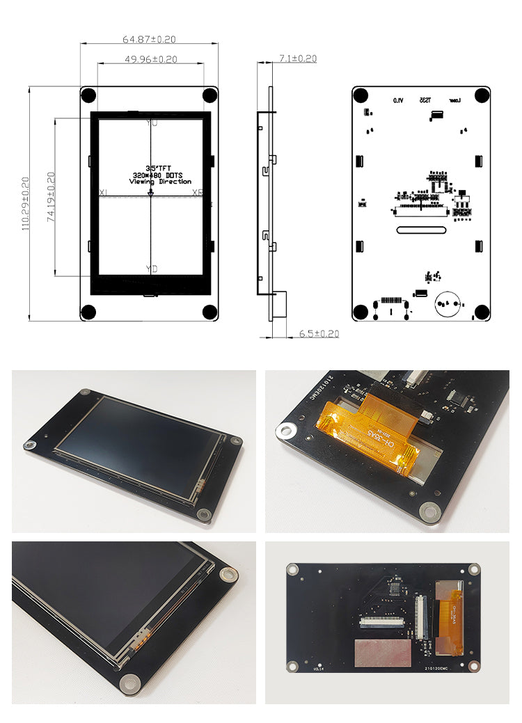 320x480 IPS 3.5 Inch Touch Screen TFT LCD Display with PCB Board