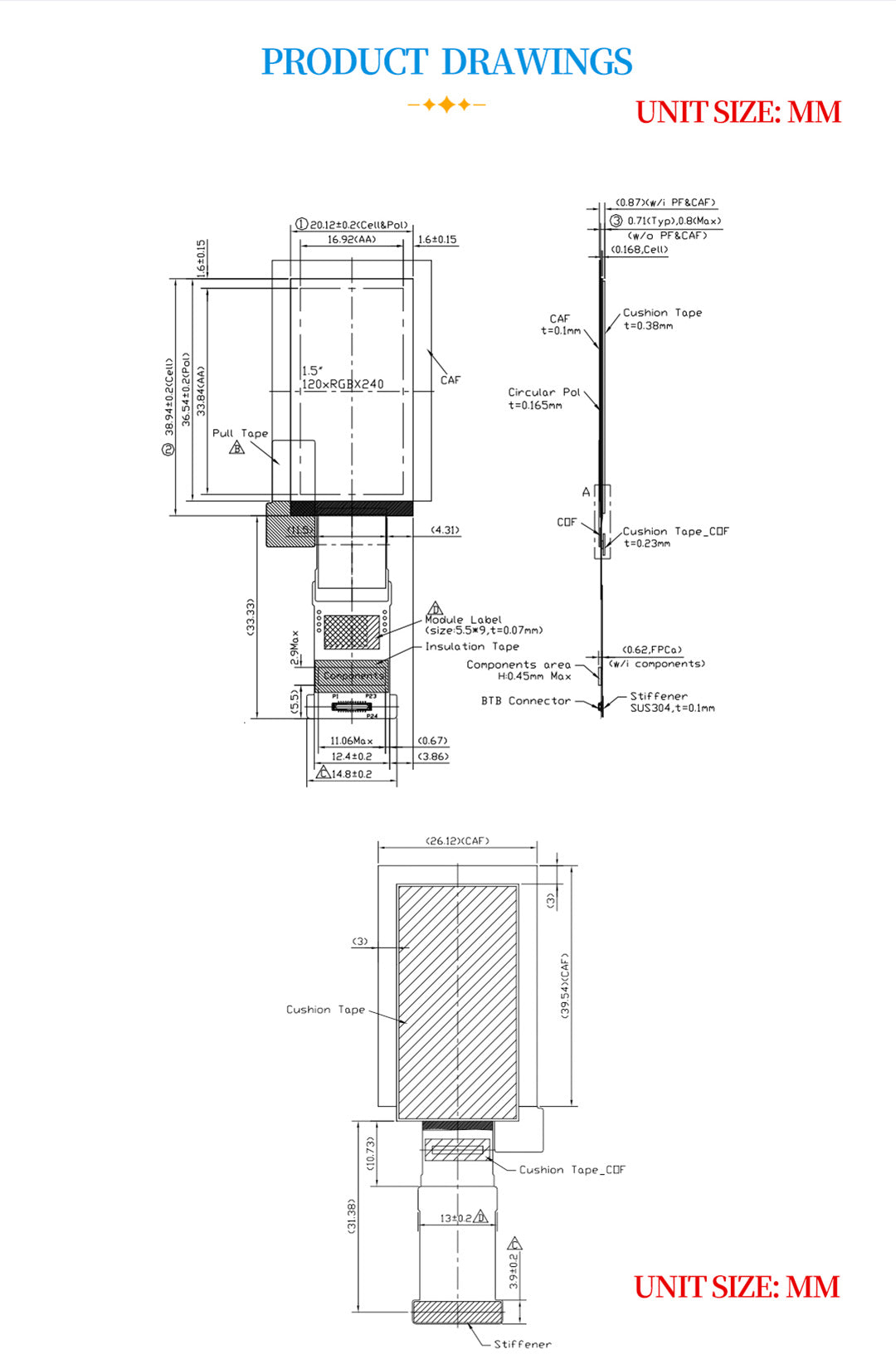 120x240 1.5 inch Flexible OLED Display for Smart Wearable