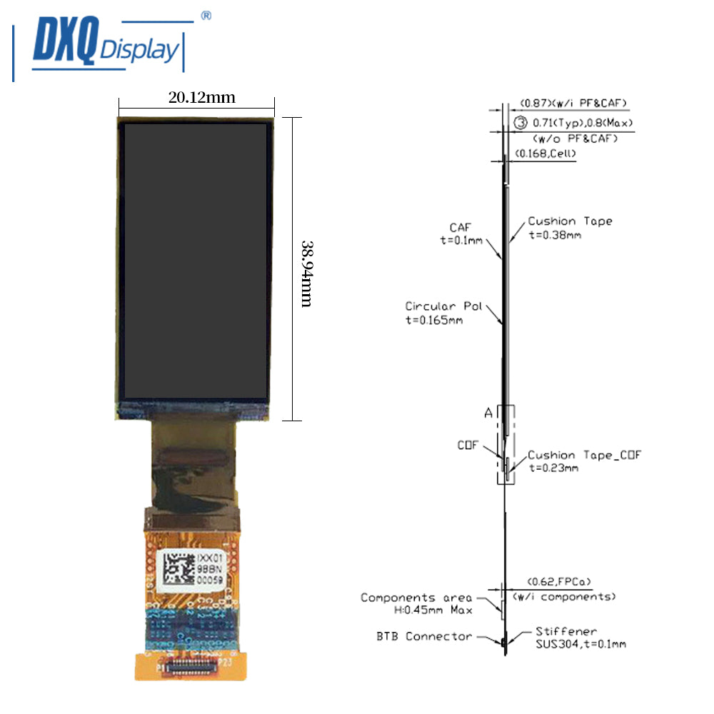 120x240 1.5 inch Flexible OLED Display for Smart Wearable