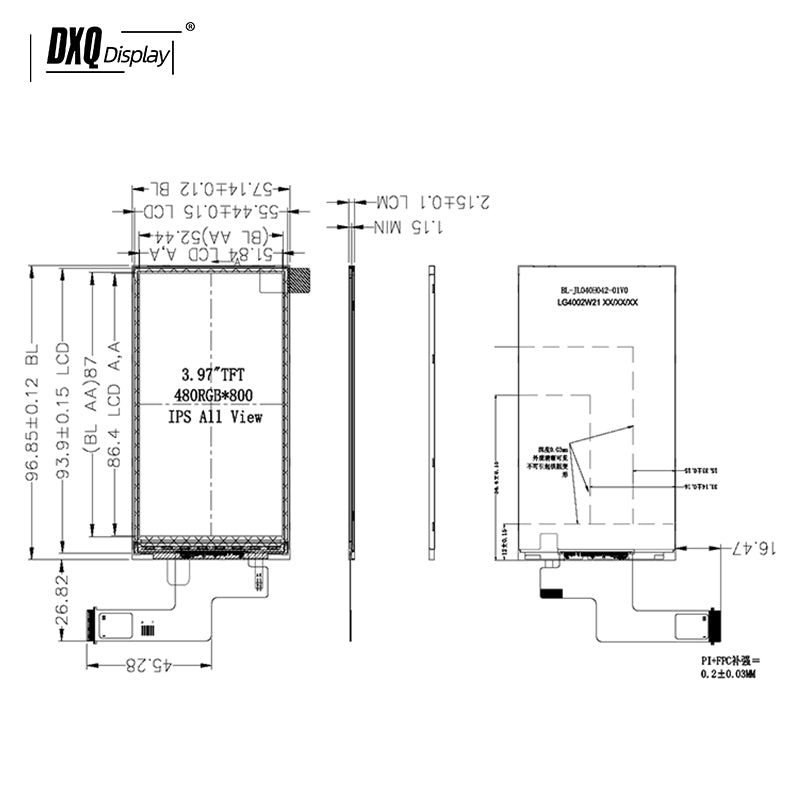 480x800 3.97 Inch TFT LCD Display for POS Terminal