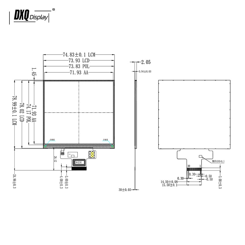 720x720 3.95 Inch Square TFT LCD Display for Smart Home