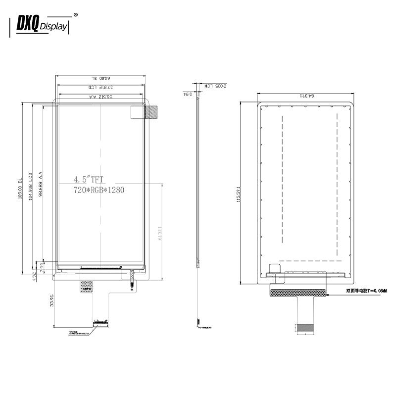 720x1280 4.5 Inch TFT LCD Display for Handheld Devices