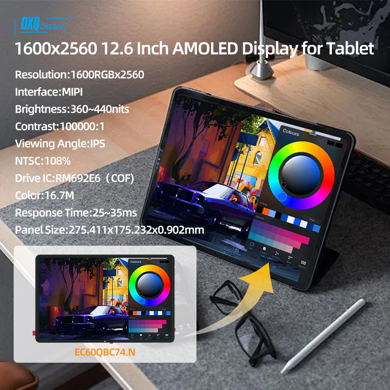 1600x2560 12.6 Inch AMOLED Touch Display for Tablet Pad